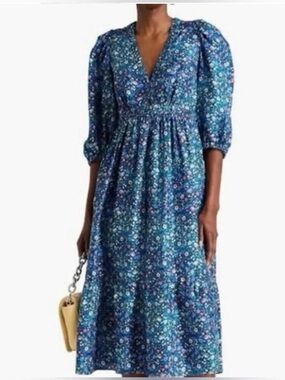 SANDRO Almada Print Silk Midi Dress